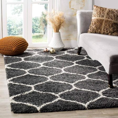 Modern Dark Grey Plush Bedroom Carpet